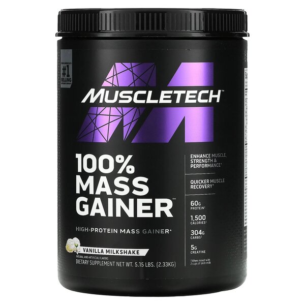 100% Mass Gainer, Vanilla Milkshake - 2330g