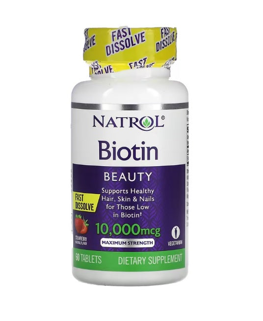 Biotin Fast Dissolve, 10000mcg (Strawberry) - 60 tabs