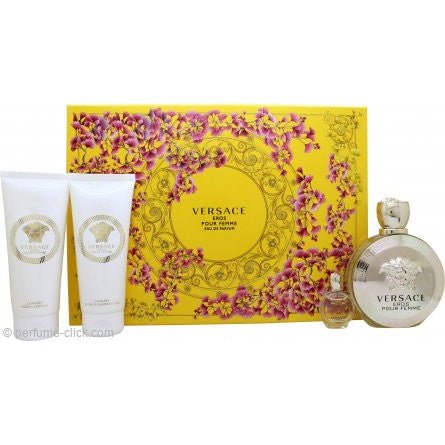 Versace Eros pour Femme Gift Set 100ml EDP + 5ml EDP + 100ml Body Lotion + 100ml Shower Gel