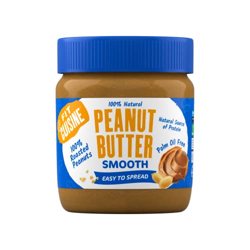 Fit Cuisine Premium Peanut Butter Smooth - Source of Protein, Palm Oil Free, Contains Roasted Peanuts, Easy to Spread, No Preservatives, Vegan, Halal & Kosher Certified, 350g