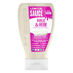 Fit Cuisine Low Calorie Sauce - Low-Cal Sauce to Support Weight Management, Low Carb Diet, Keto Friendly, Vegan, For Dipping, Dressing, Cooking, Marinading - 425ml (Garlic & Herb)