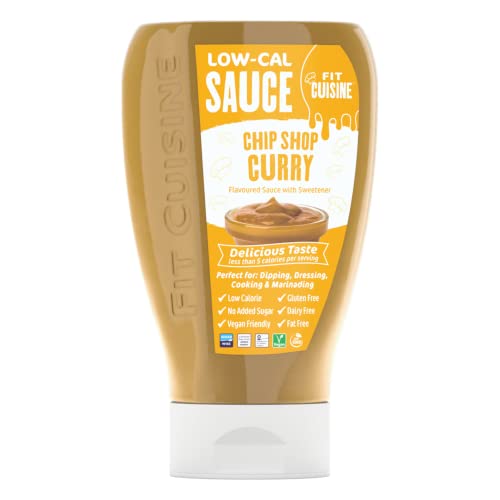 Fit Cuisine Low-Cal Sauce 425ml - Low Calorie, Gluten Free, No Added Sugar, 0 Fat, Keto, Vegan. for Dipping, Dressing, Cooking, Marinading. Gym & Fitness, Weight Loss, LowCarb Diet (Chip Shop Curry)