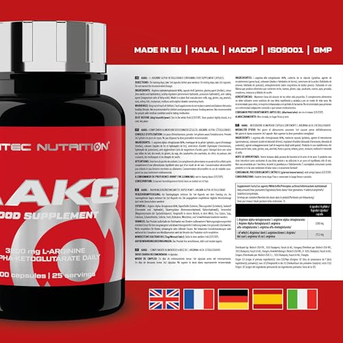 Scitec Nutrition AAKG - Advanced Formula with 3200 mg L-Arginine Alpha-Ketoglutarate - Pre-Workout Capsules for Athletes - 100 Capsules