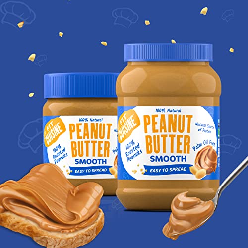 Fit Cuisine Premium Peanut Butter Smooth - Source of Protein, Palm Oil Free, Contains Roasted Peanuts, Easy to Spread, No Preservatives, Vegan, Halal & Kosher Certified, 350g