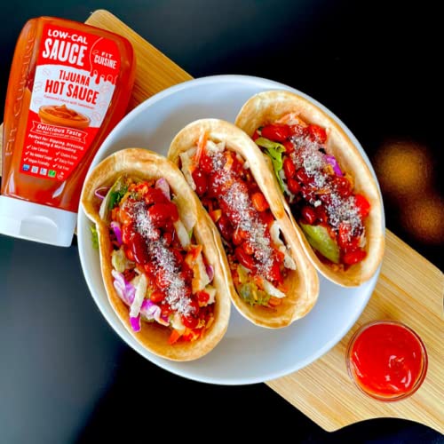 Fit Cuisine Low Calorie Sauce - Low-Cal Sauce to Support Weight Management, Low Carb Diet, Keto Friendly, Vegan, For Dipping, Dressing, Cooking, Marinading - 425ml (Tijuana Hot Sauce)