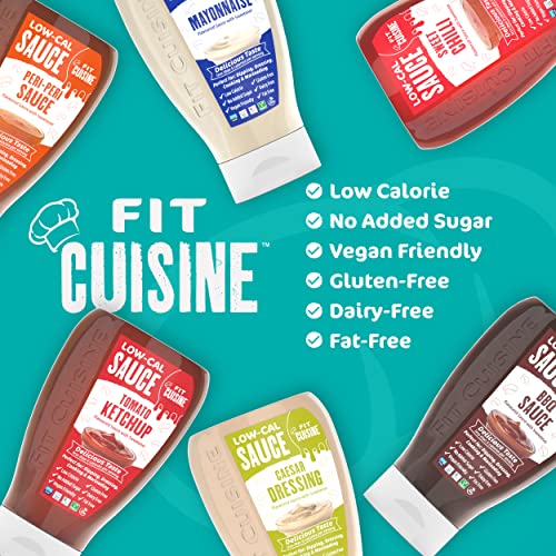 Fit Cuisine Low-Cal Sauce 425ml - Low Calorie, Gluten Free, No Added Sugar, 0 Fat, Keto, Vegan. for Dipping, Dressing, Cooking, Marinading. Gym & Fitness, Weight Loss, LowCarb Diet (Peri-Peri Sauce)