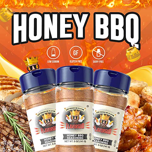 Flavor God Seasonings, Gluten Free, Low Sodium, Paleo, Vegan, Honey BBQ Seasoning, 5 oz